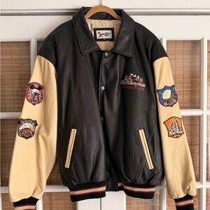 Black and Tan Leather Varsity Jacket